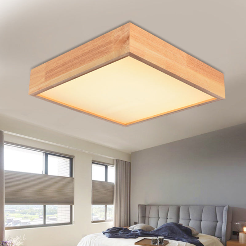 Wooden Square LED Ceiling Light Fixture Contemporary 11