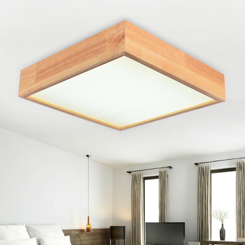 Wooden Square LED Ceiling Light Fixture Contemporary 11