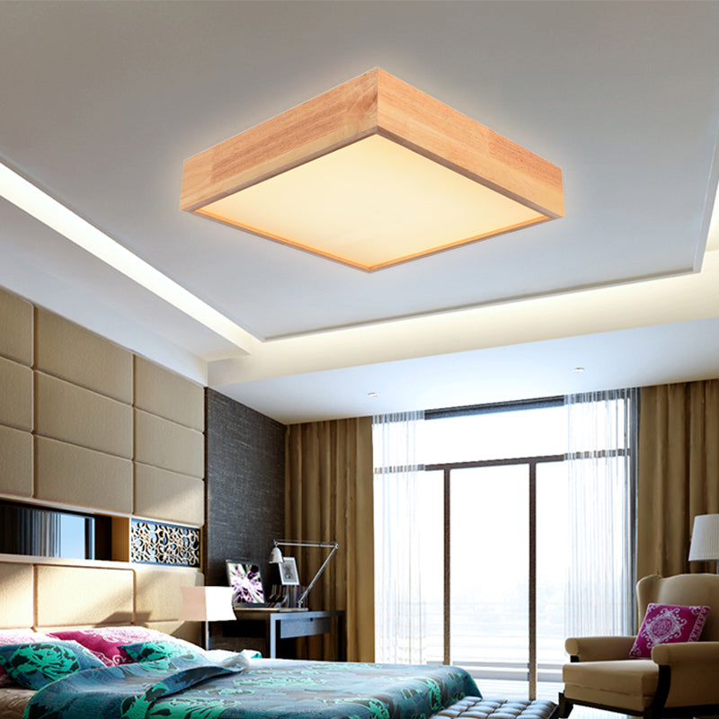 Wooden Square LED Ceiling Light Fixture Contemporary 11