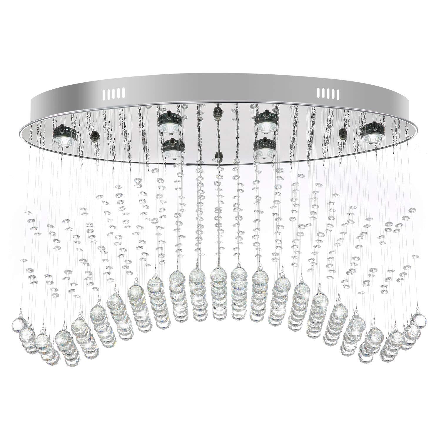 LED Crystal Orb Ceiling Light Fixture Modern Chrome Cascade Bedroom Flush Mount Lamp Clearhalo 'Ceiling Lights' 'Close To Ceiling Lights' 'Close to ceiling' 'Flush mount' Lighting' 11083078403_1478853108