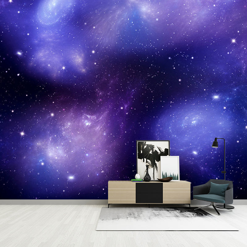 Purple Minimalist Wall Art Customized Size Nebula Mural Wallpaper for Accent Wall Purple Clearhalo 'Wall Decor' 'Wall Mural' 1112659