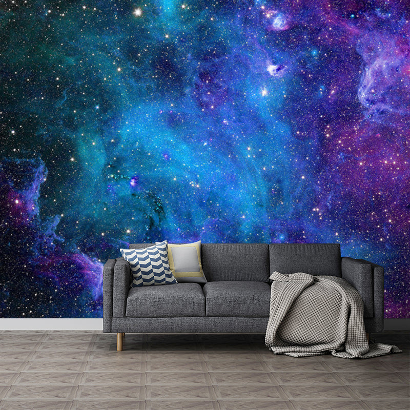 Moisture-Resistant Luminous Nebula Mural Custom-Printed Nordic Wall Covering for Ceiling Decoration Blue-Purple Clearhalo 'Wall Decor' 'Wall Mural' 1112664