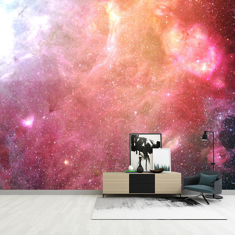 Simple Galaxy Wall Decor in Pink and Orange Bedroom Wall Mural Decal, Personalized Size Available Pink-Orange Clearhalo 'Wall Decor' 'Wall Mural' 1112684