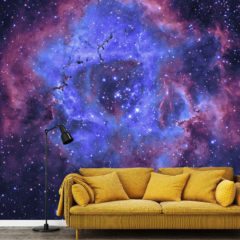 Purple and Blue Nebula Mural Wallpaper Moisture-Resistant Wall Art for Accent Wall Clearhalo 'Wall Decor' 'Wall Mural' 1112690