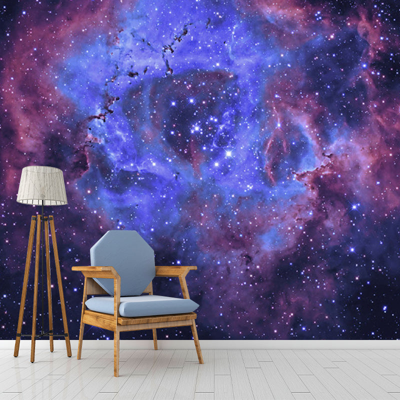 Purple and Blue Nebula Mural Wallpaper Moisture-Resistant Wall Art for Accent Wall Clearhalo 'Wall Decor' 'Wall Mural' 1112691