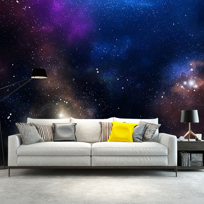 Photo Style Galaxy Wall Decor for Ceiling Extra Large Mural Wallpaper for Home, Custom Size Available Blue-Purple Clearhalo 'Wall Decor' 'Wall Mural' 1112694