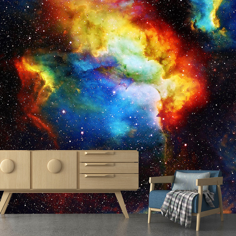 Whole Photo Nordic Wall Mural Decal for Ceiling Decoration with Nebula in Multi Color Clearhalo 'Wall Decor' 'Wall Mural' 1112711