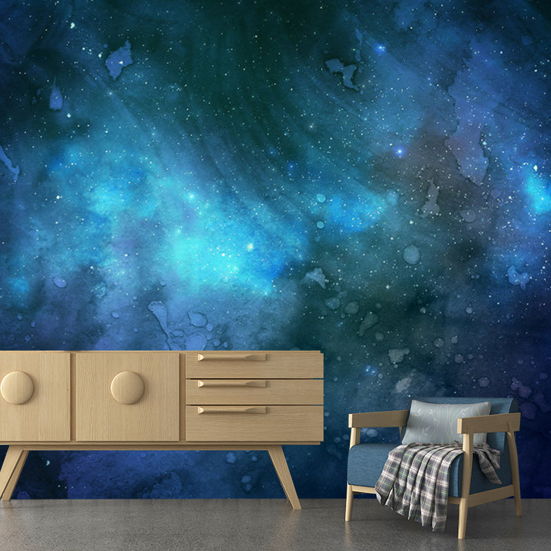 Decorative Nebula Wall Mural Decal Custom Size Nordic Wall Covering for Accent Wall Blue Clearhalo 'Wall Decor' 'Wall Mural' 1112734