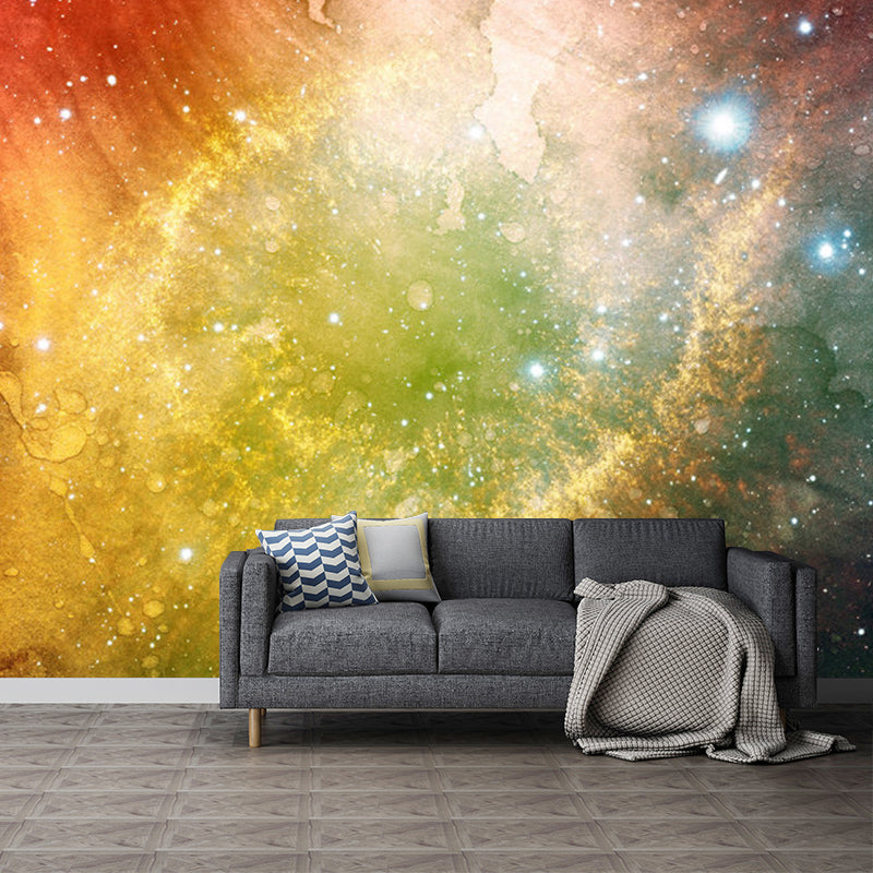 Illuminant Nebula Wall Mural Decal for Ceiling Decor, Multi-Colored, Custom-Printed Red-Yellow-Green Clearhalo 'Wall Decor' 'Wall Mural' 1112764