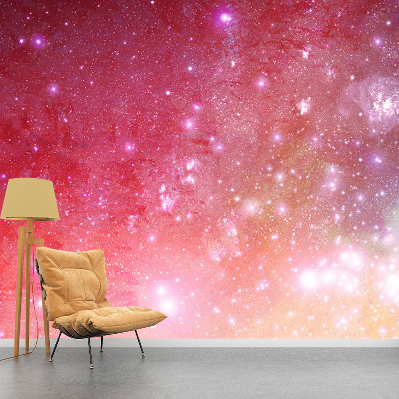 Minimalist Gleaming Nebula Mural Wallpaper in Pink Girl's Bedroom Wall Covering, Made to Measure Pink Clearhalo 'Wall Decor' 'Wall Mural' 1112774