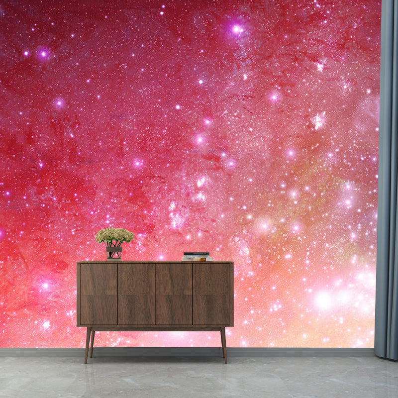 Minimalist Gleaming Nebula Mural Wallpaper in Pink Girl's Bedroom Wall Covering, Made to Measure Clearhalo 'Wall Decor' 'Wall Mural' 1112775