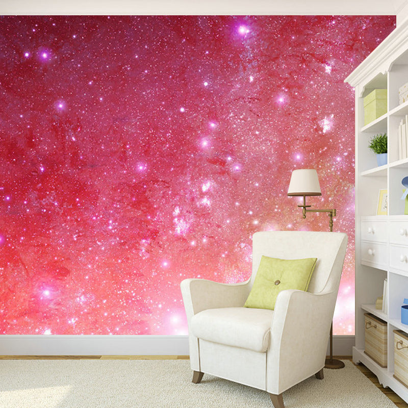 Minimalist Gleaming Nebula Mural Wallpaper in Pink Girl's Bedroom Wall Covering, Made to Measure Clearhalo 'Wall Decor' 'Wall Mural' 1112776