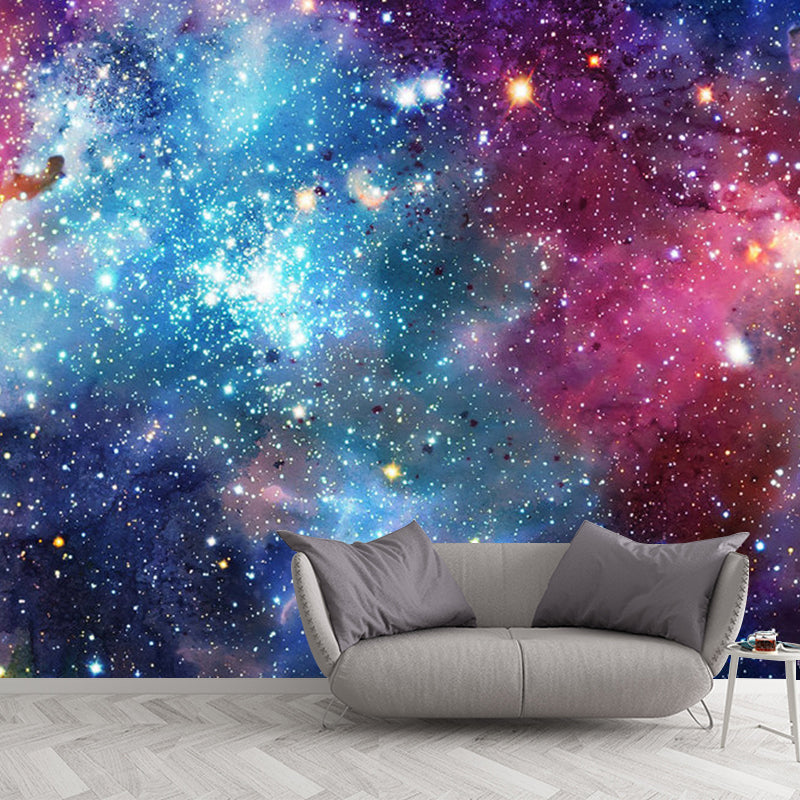 Galaxy Wall Mural Decal Moisture-Resistant Wall Covering for Living Room Decoration Blue-Purple Clearhalo 'Wall Decor' 'Wall Mural' 1112779