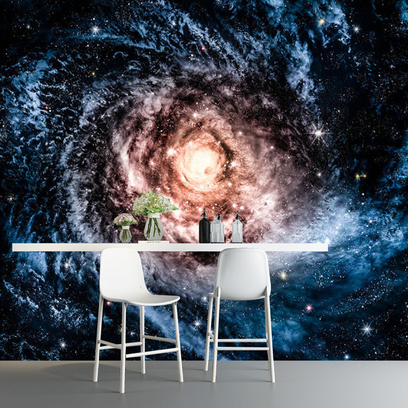 Minimalism Nebula Wall Covering for Home Decor, Customized Size Wall Mural Decal in Blue and Brown Blue-Brown Clearhalo 'Wall Decor' 'Wall Mural' 1112789