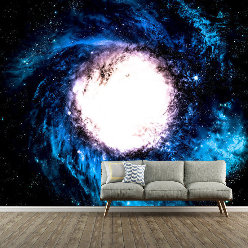 Whole Flaring Nebula Mural Wallpaper for Bedroom Stars Wall Decor in Blue and Brown, Water-Resistant Clearhalo 'Wall Decor' 'Wall Mural' 1112795