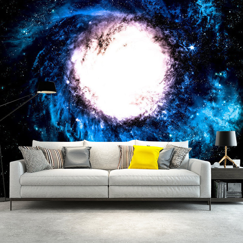 Whole Flaring Nebula Mural Wallpaper for Bedroom Stars Wall Decor in Blue and Brown, Water-Resistant Clearhalo 'Wall Decor' 'Wall Mural' 1112796