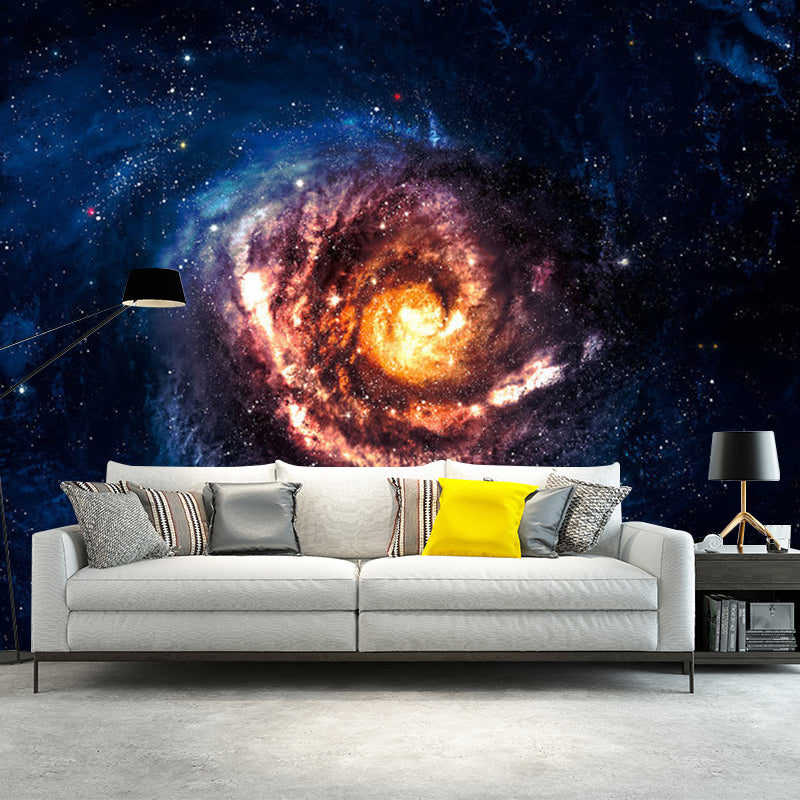 Enormous Photo Simple Mural Wallpaper for Ceiling Decoration with Nebula Design in Orange and Blue Orange-Blue Clearhalo 'Wall Decor' 'Wall Mural' 1112799