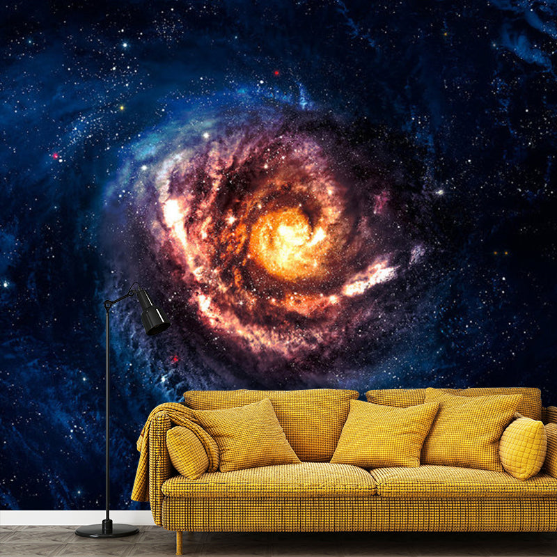 Enormous Photo Simple Mural Wallpaper for Ceiling Decoration with Nebula Design in Orange and Blue Clearhalo 'Wall Decor' 'Wall Mural' 1112800