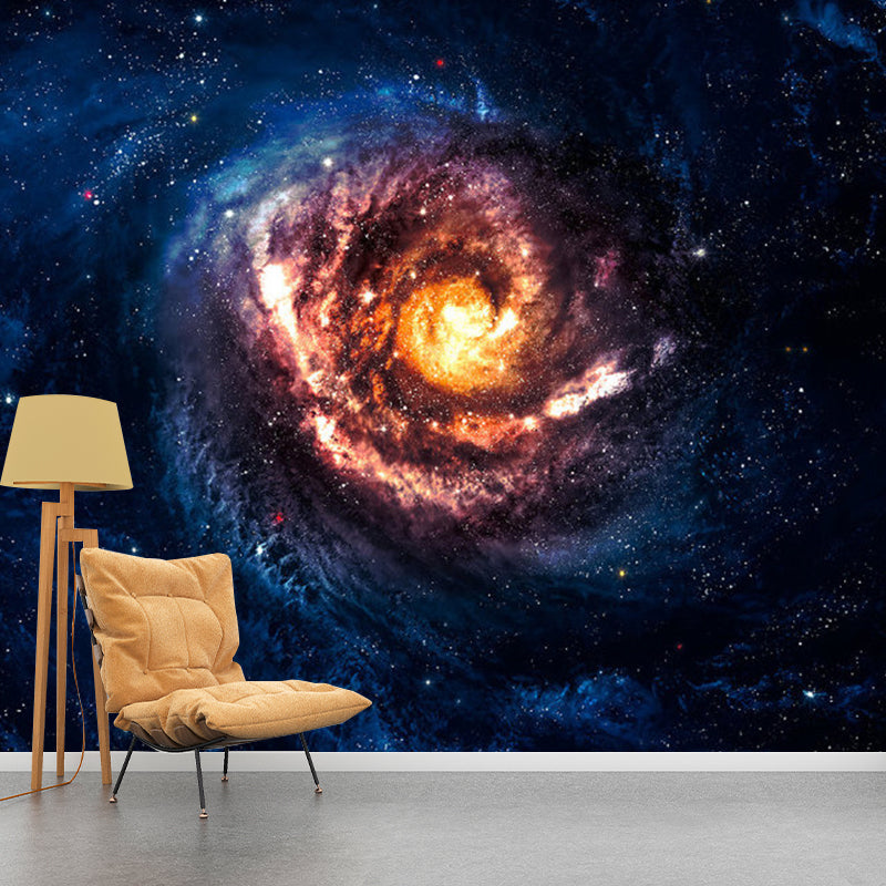 Enormous Photo Simple Mural Wallpaper for Ceiling Decoration with Nebula Design in Orange and Blue Clearhalo 'Wall Decor' 'Wall Mural' 1112801