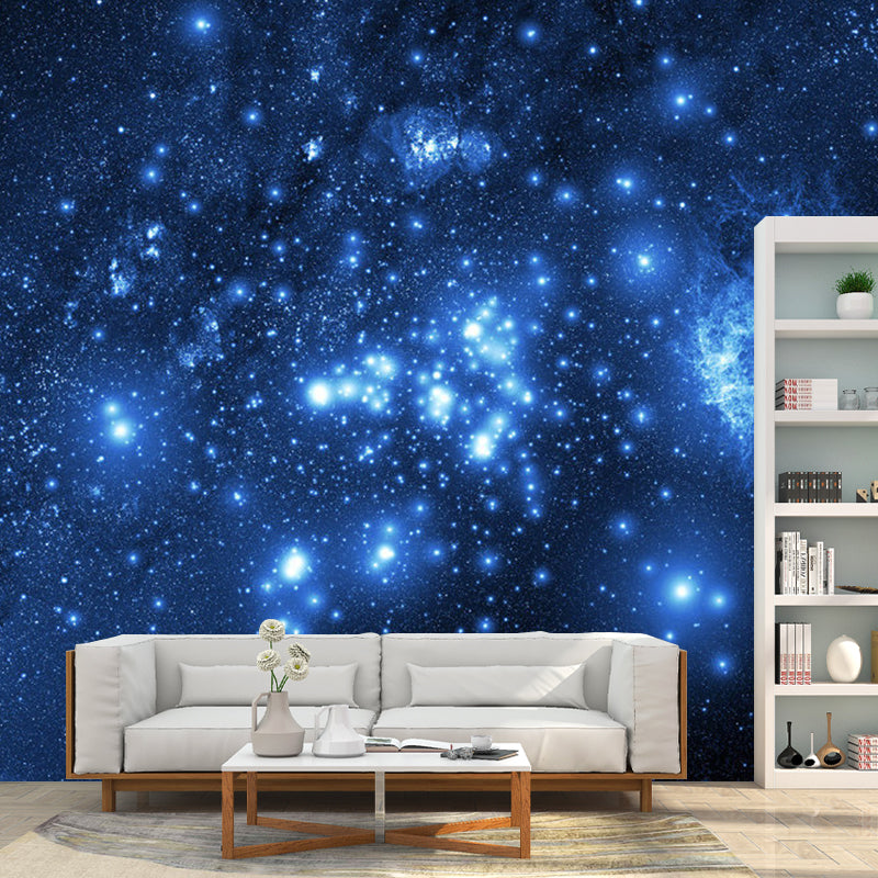 Large Simple Wall Mural Decal in Blue Gleaming Nebula Wall Covering, Personalized Size Available Blue Clearhalo 'Wall Decor' 'Wall Mural' 1112819