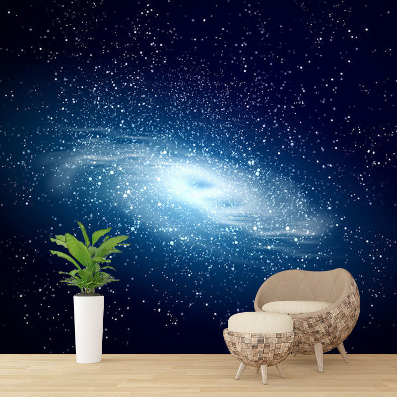 Flaring Nebula Wall Mural for Accent Wall, Dark Blue, Customized Size Available Blue Clearhalo 'Wall Decor' 'Wall Mural' 1112839