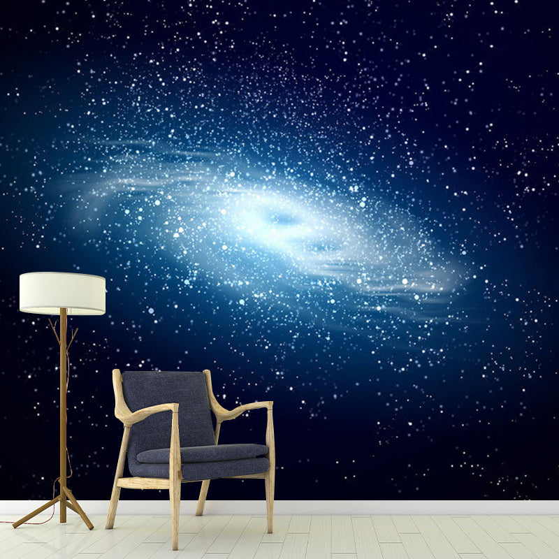 Flaring Nebula Wall Mural for Accent Wall, Dark Blue, Customized Size Available Clearhalo 'Wall Decor' 'Wall Mural' 1112840