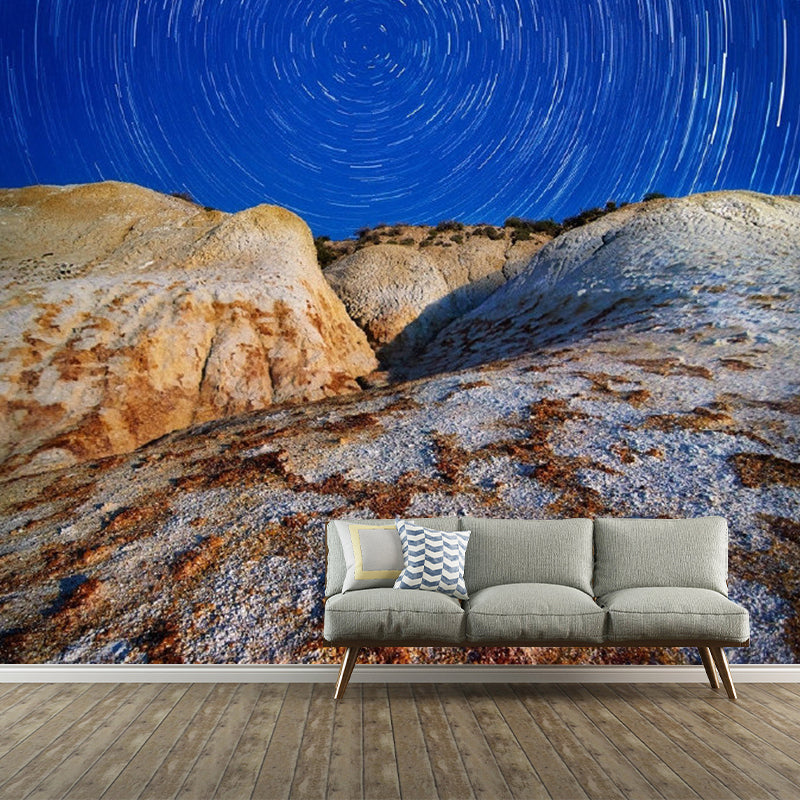 Nordic Star and Mountain Mural in Blue and Brown Living Room Decorative Wall Art, Custom-Made Clearhalo 'Wall Decor' 'Wall Mural' 1112855