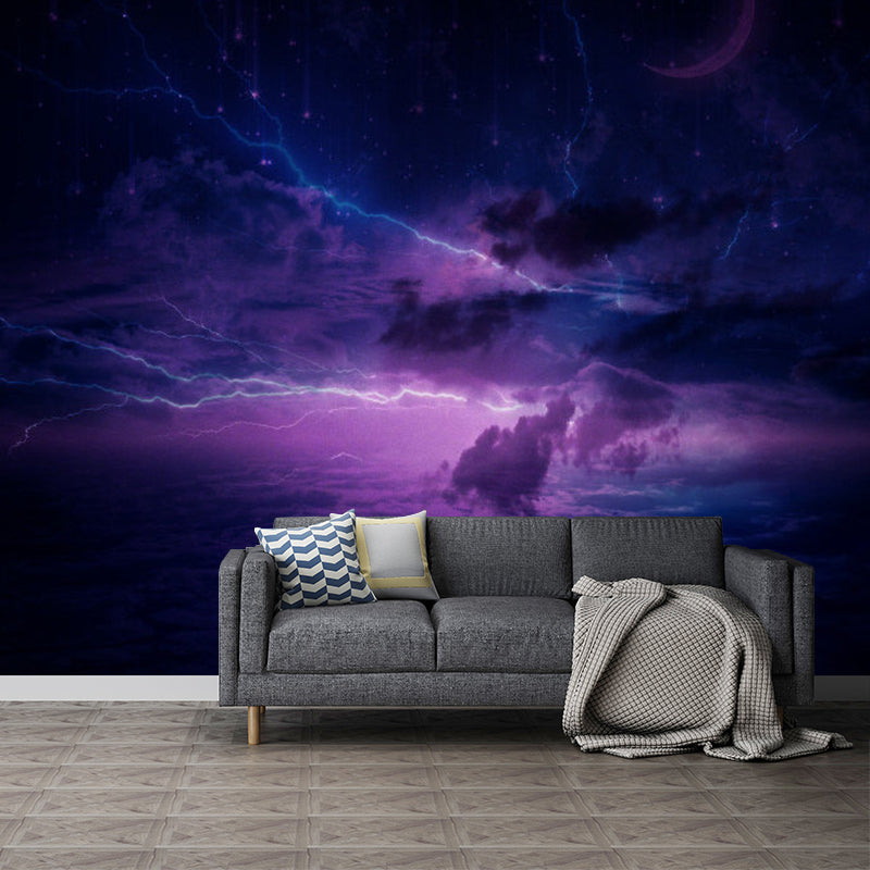 Dark Purple Nebula Wall Mural Moisture-Resistant Wall Covering for Bedroom Decoration Clearhalo 'Wall Decor' 'Wall Mural' 1112860