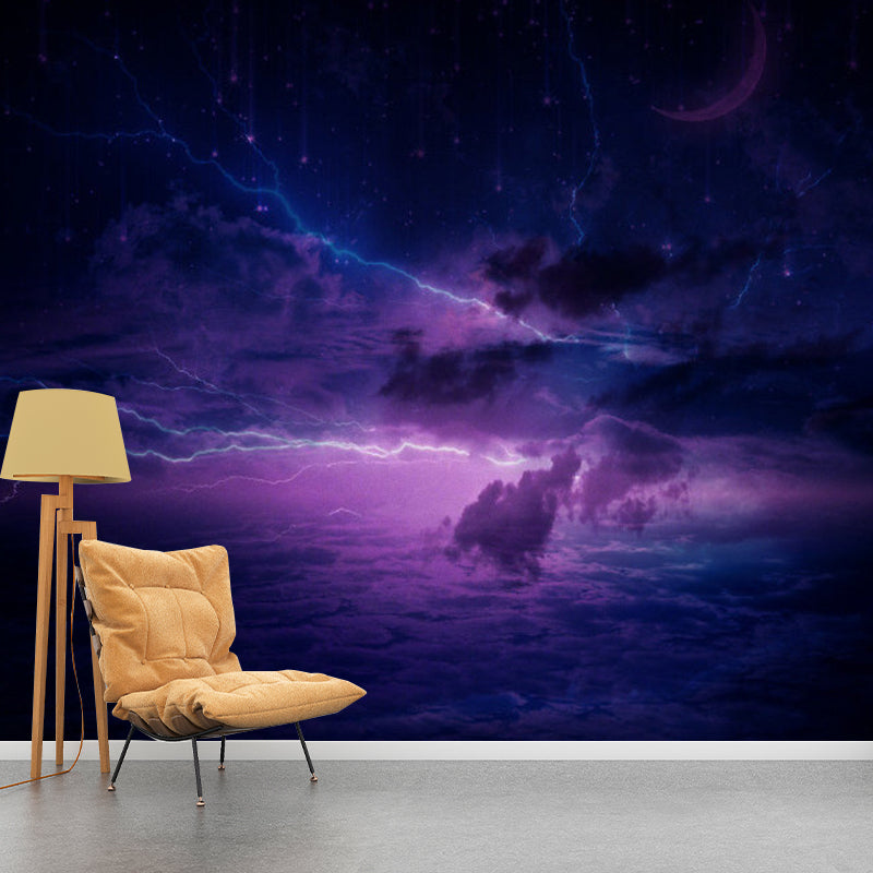 Dark Purple Nebula Wall Mural Moisture-Resistant Wall Covering for Bedroom Decoration Clearhalo 'Wall Decor' 'Wall Mural' 1112861