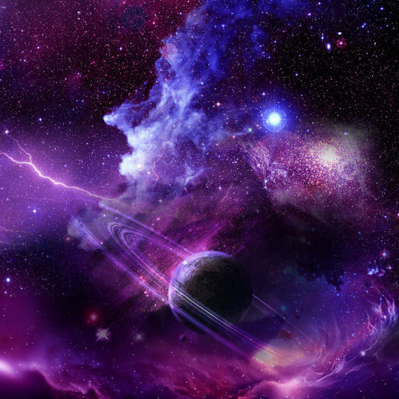 Photography Planet and Nebula Mural Full Size Wall Covering in Purple, Made to Measure Clearhalo 'Wall Decor' 'Wall Mural' 1112867