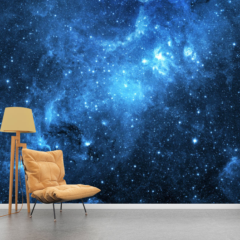 Contemporary Nebula Wall Covering for Home Decoration, Custom-Printed Wall Mural Decal in Blue Blue Clearhalo 'Wall Decor' 'Wall Mural' 1112869