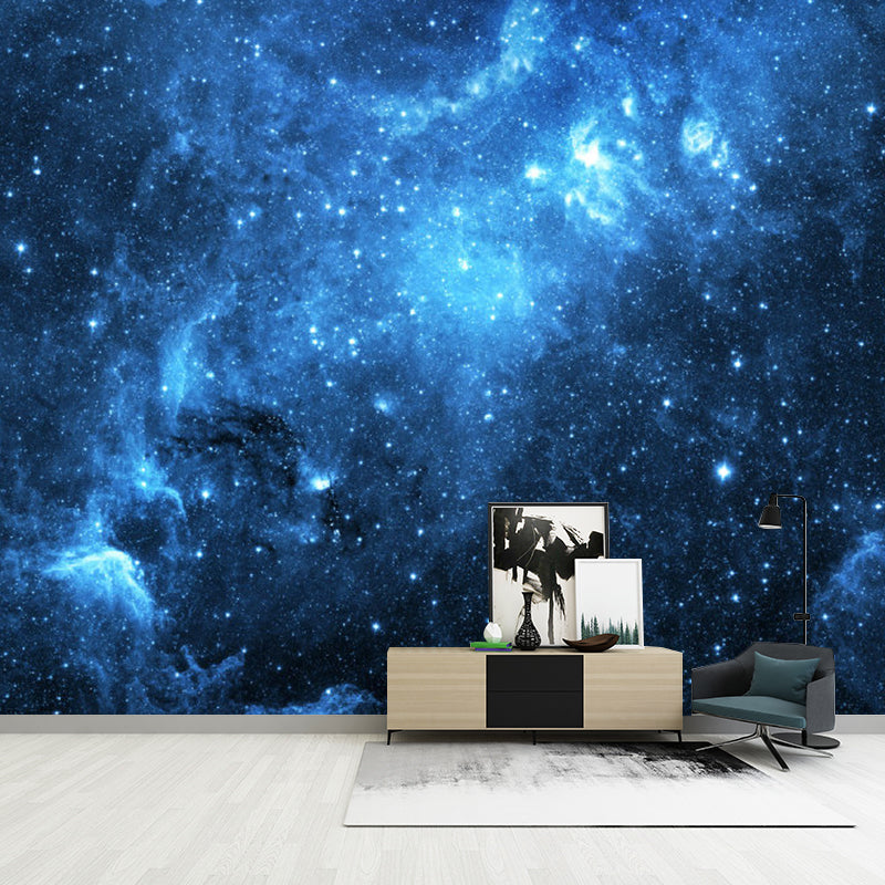 Contemporary Nebula Wall Covering for Home Decoration, Custom-Printed Wall Mural Decal in Blue Clearhalo 'Wall Decor' 'Wall Mural' 1112871