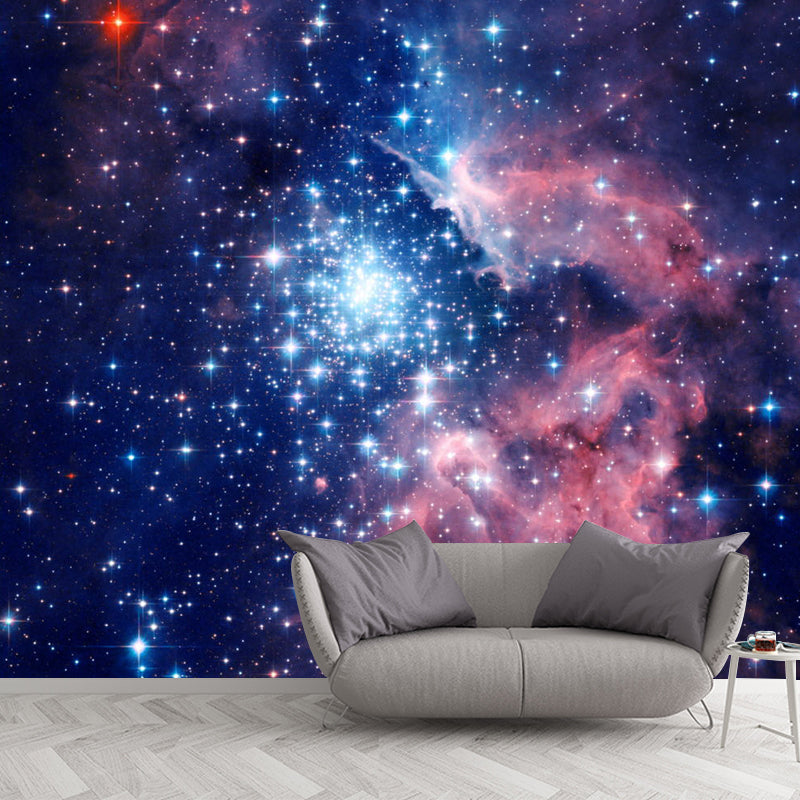 Pink and Blue Simplicity Mural Customized Size Galaxy Wall Art for Home Decoration Pink-Blue Clearhalo 'Wall Decor' 'Wall Mural' 1114049