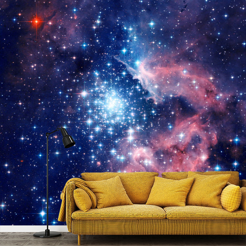 Pink and Blue Simplicity Mural Customized Size Galaxy Wall Art for Home Decoration Clearhalo 'Wall Decor' 'Wall Mural' 1114050