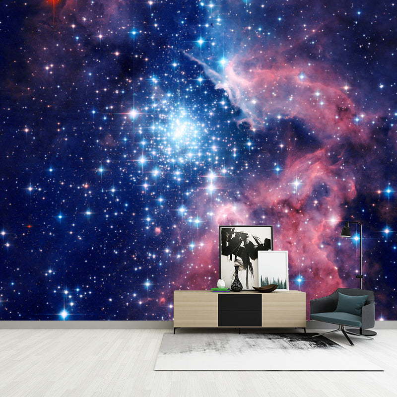 Pink and Blue Simplicity Mural Customized Size Galaxy Wall Art for Home Decoration Clearhalo 'Wall Decor' 'Wall Mural' 1114051