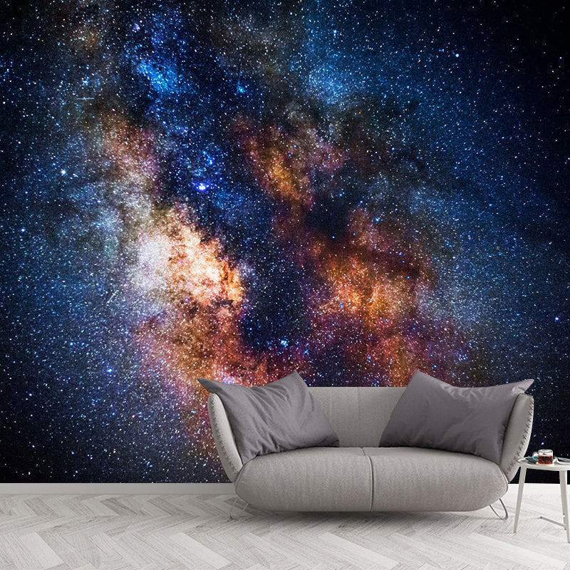 Waterproof Flaring Nebula Mural Wallpaper Personalized Size Nordic Wall Decor for Accent Wall in Orange and Blue Orange-Blue Clearhalo 'Wall Decor' 'Wall Mural' 1114054