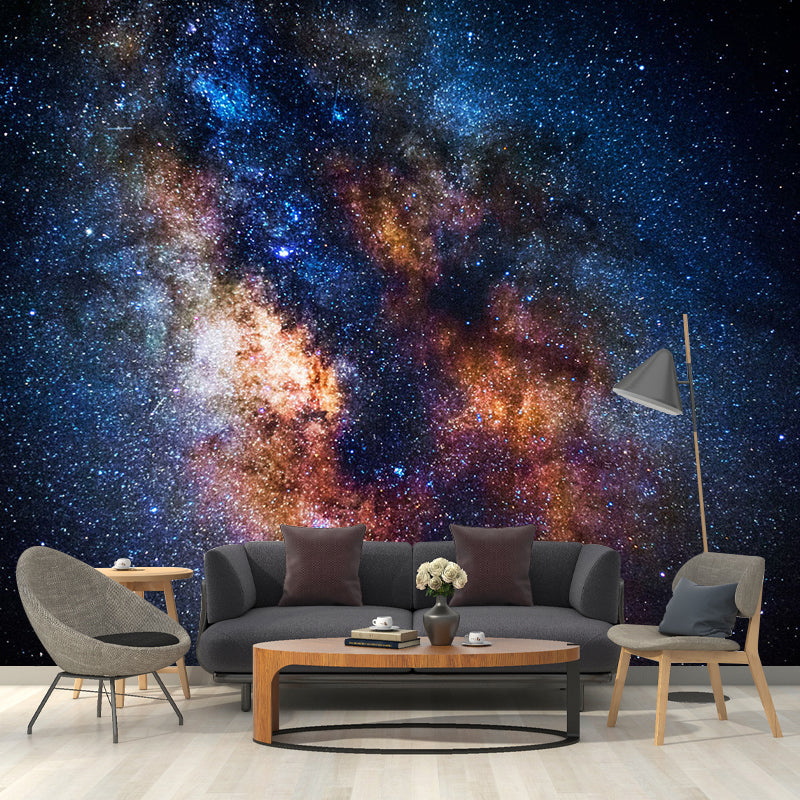 Waterproof Flaring Nebula Mural Wallpaper Personalized Size Nordic Wall Decor for Accent Wall in Orange and Blue Clearhalo 'Wall Decor' 'Wall Mural' 1114055
