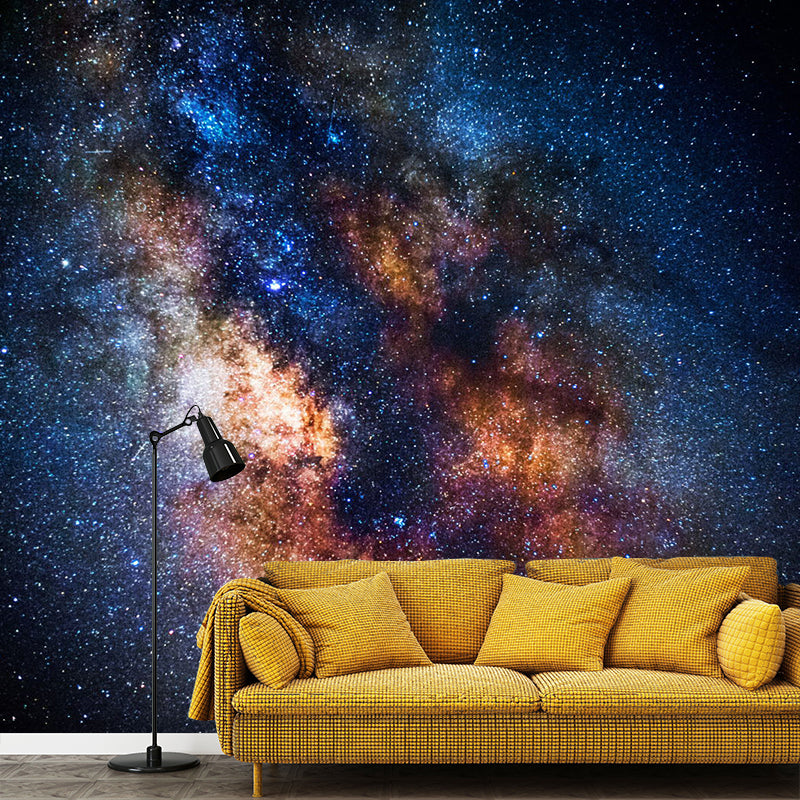 Waterproof Flaring Nebula Mural Wallpaper Personalized Size Nordic Wall Decor for Accent Wall in Orange and Blue Clearhalo 'Wall Decor' 'Wall Mural' 1114056