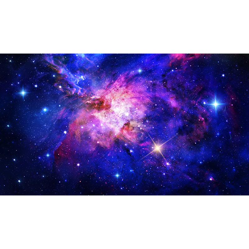 Extra Large Nebula Wall Covering in Blue and Purple Non-Woven Wall Mural for Accent Wall, Made to Measure Clearhalo 'Wall Decor' 'Wall Mural' 1114072