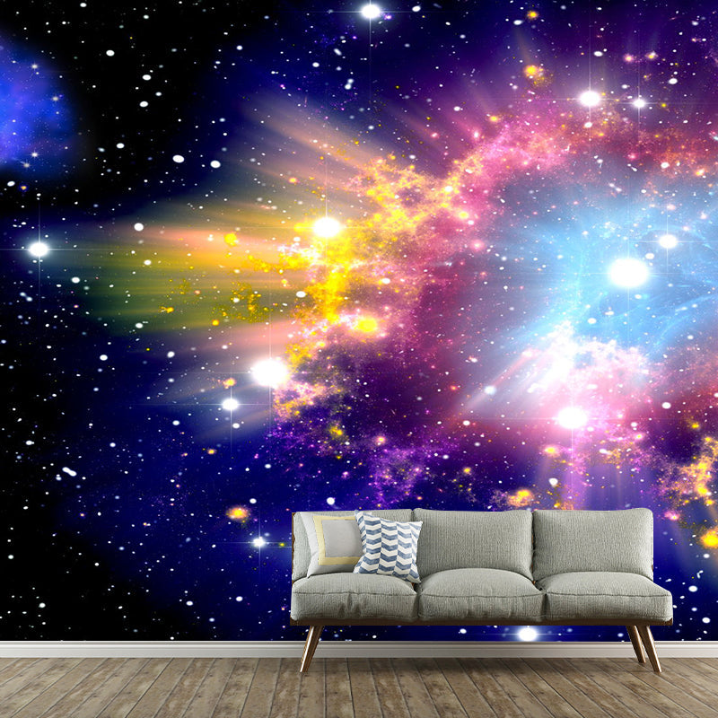 Simple Flaring Nebula Wall Decor in Blue and Purple Living Room Mural Wallpaper, Custom-Made Blue-Purple Clearhalo 'Wall Decor' 'Wall Mural' 1114074