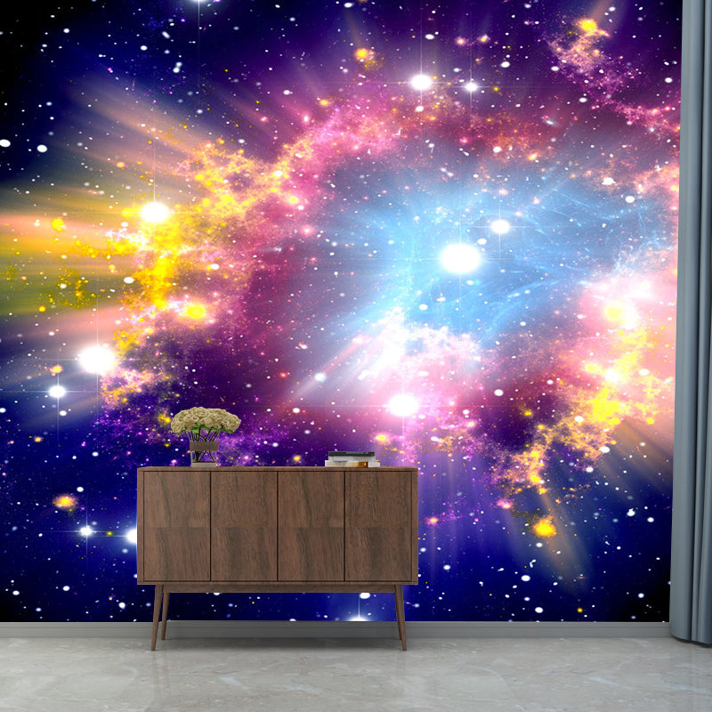 Simple Flaring Nebula Wall Decor in Blue and Purple Living Room Mural Wallpaper, Custom-Made Clearhalo 'Wall Decor' 'Wall Mural' 1114076