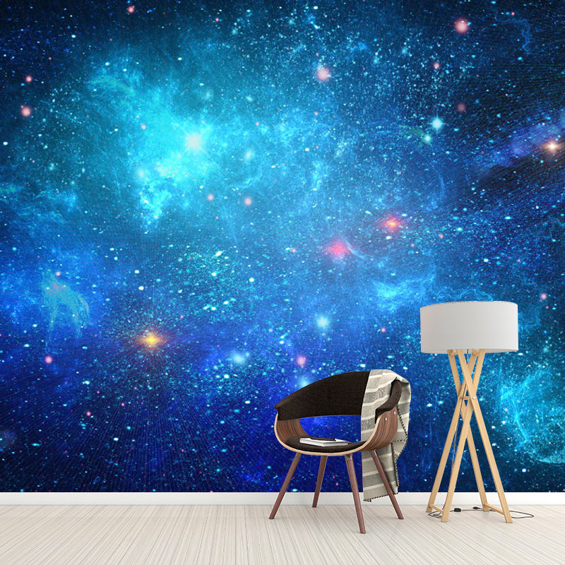 Blue Flaring Nebula Wall Mural Water-Resistant Wall Art for Guest Room Decoration Blue Clearhalo 'Wall Decor' 'Wall Mural' 1114079