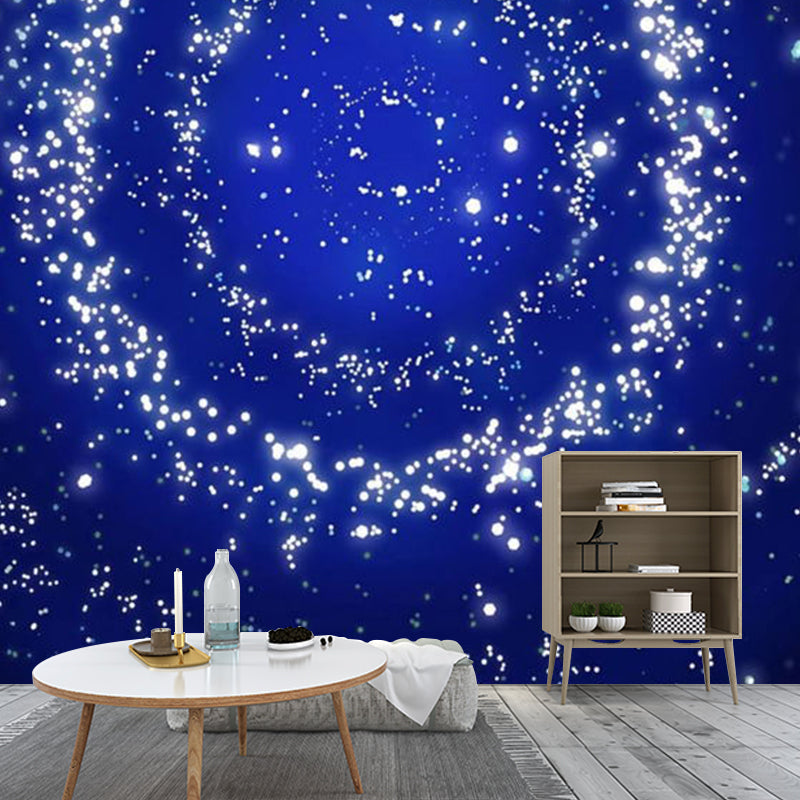 Full Size Nebula Wall Art for Children Starry Sky Wall Mural in Blue, Moisture-Resistant Clearhalo 'Wall Decor' 'Wall Mural' 1114095