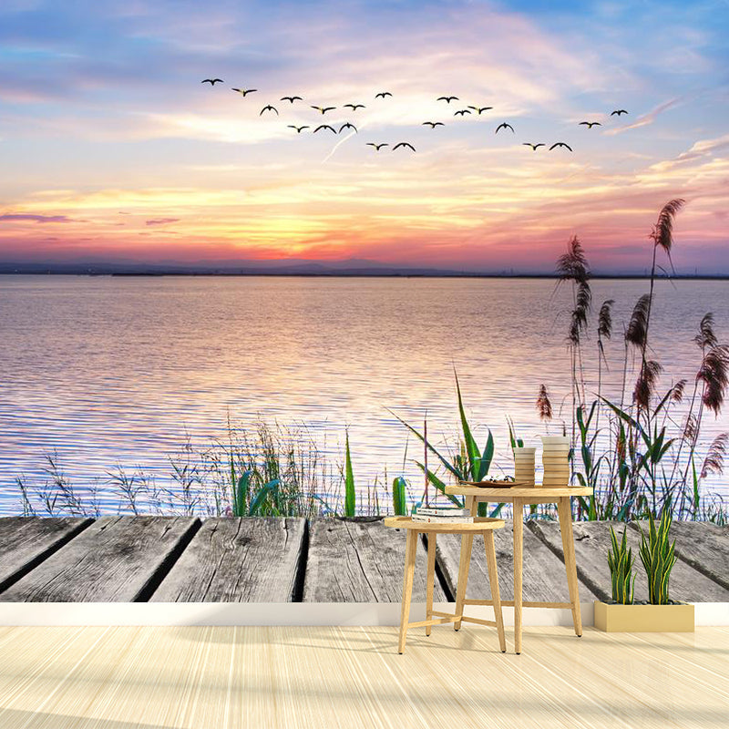 Moisture-Resistant Lake and Sky Mural Full Size Nordic Wall Covering for Home Decoration Clearhalo 'Wall Decor' 'Wall Mural' 1114140