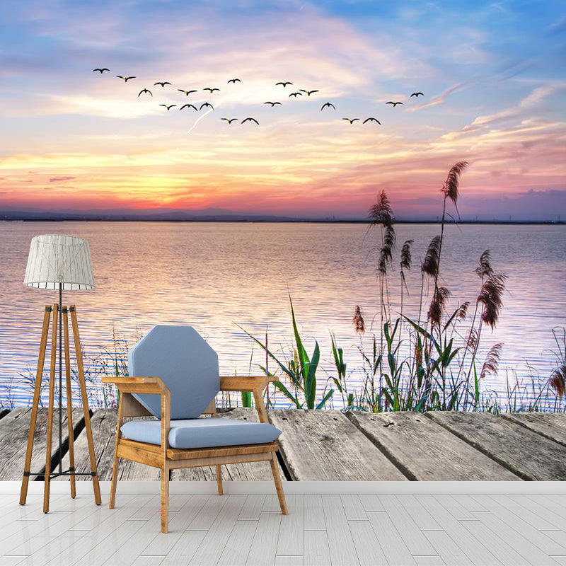 Moisture-Resistant Lake and Sky Mural Full Size Nordic Wall Covering for Home Decoration Clearhalo 'Wall Decor' 'Wall Mural' 1114141