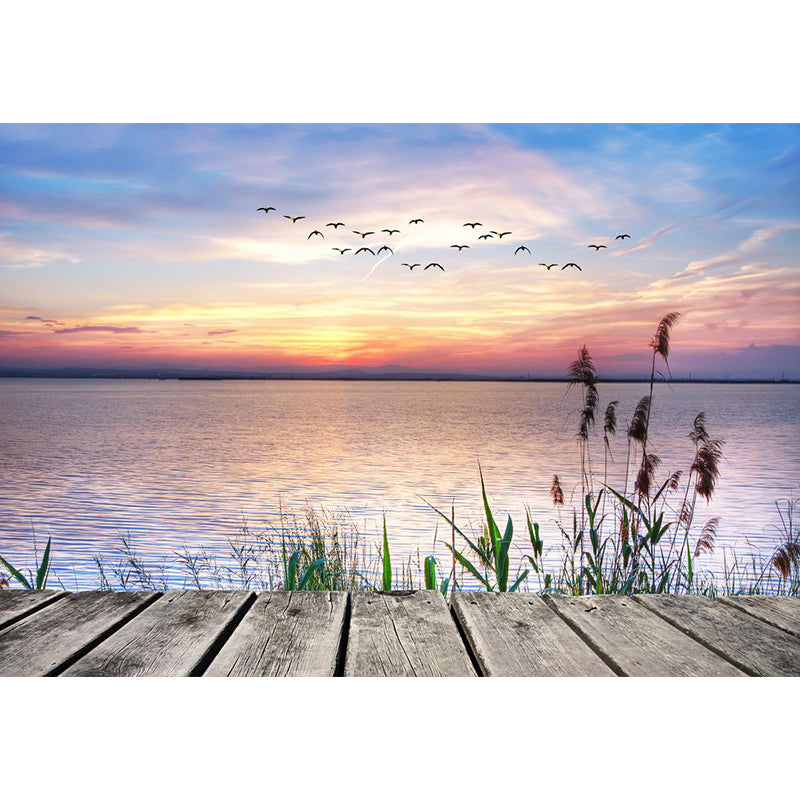 Moisture-Resistant Lake and Sky Mural Full Size Nordic Wall Covering for Home Decoration Clearhalo 'Wall Decor' 'Wall Mural' 1114142