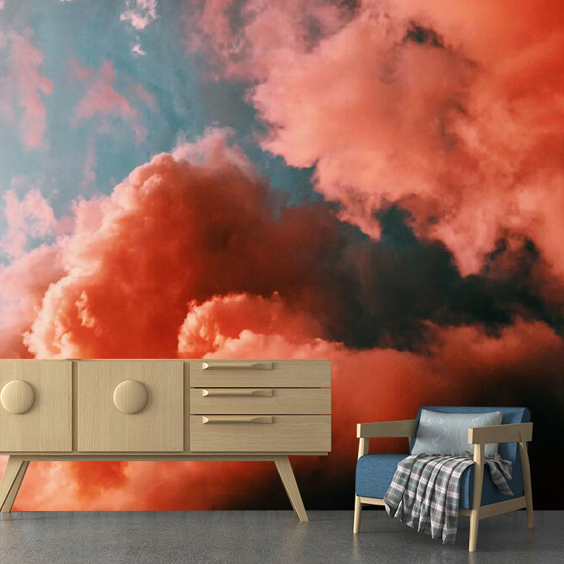 Photo Cloudy Sky Wall Art Extra Large Wall Mural Decal for Girls in Pink and Blue, Made to Measure Pink-Blue Clearhalo 'Wall Decor' 'Wall Mural' 1114189