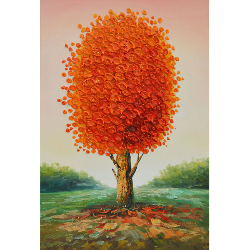 Artistic Autumn Tree Mural Wallpaper for Accent Wall, Orange, Personalized Size Available Clearhalo 'Wall Decor' 'Wall Mural' 1114322