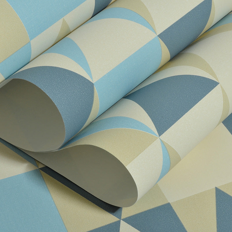 Minimalist Harlequin Wallpaper Roll in Blue and Yellow Home Decorative Wall Covering, 33' by 20.5