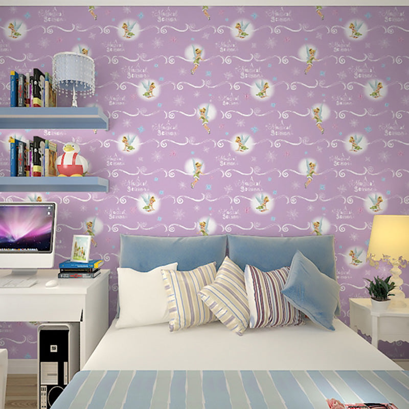 Minimalist Fairy Lady Wall Decor for Girls Bedroom, 57.1 sq ft. Wallpaper Roll in Pastel Purple Purple Clearhalo 'Wall Decor' 'Wallpaper' 1116402